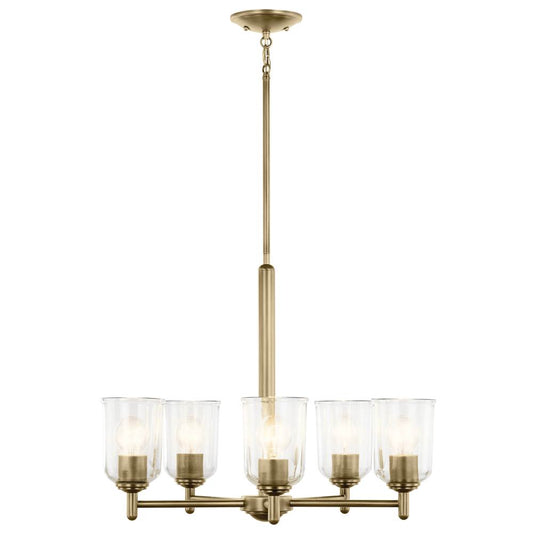 KICHLER 43671NBRCLR Shailene 15.25" 5-Light Chandelier with Clear Glass in Natural Brass