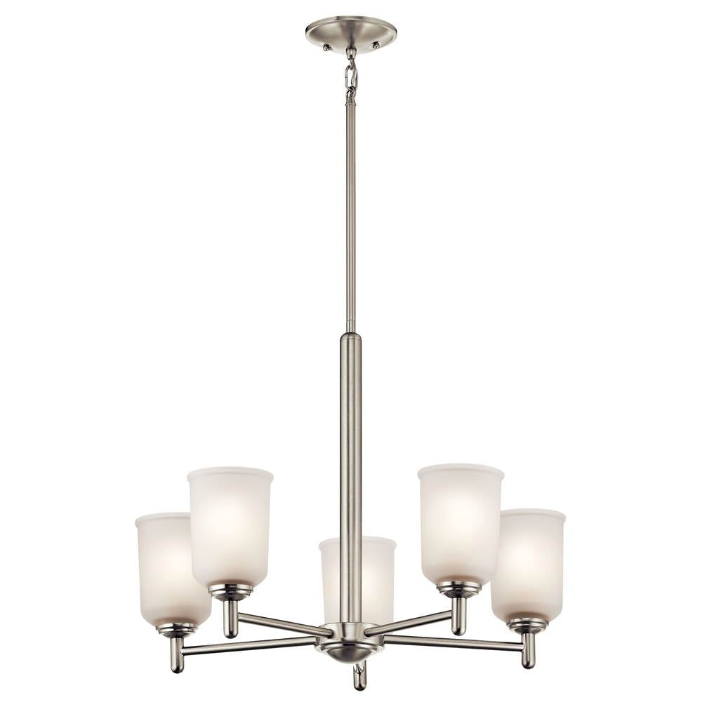 KICHLER 43671NI Shailene 18.25" 5 Light Chandelier with Satin Etched Glass in Brushed Nickel