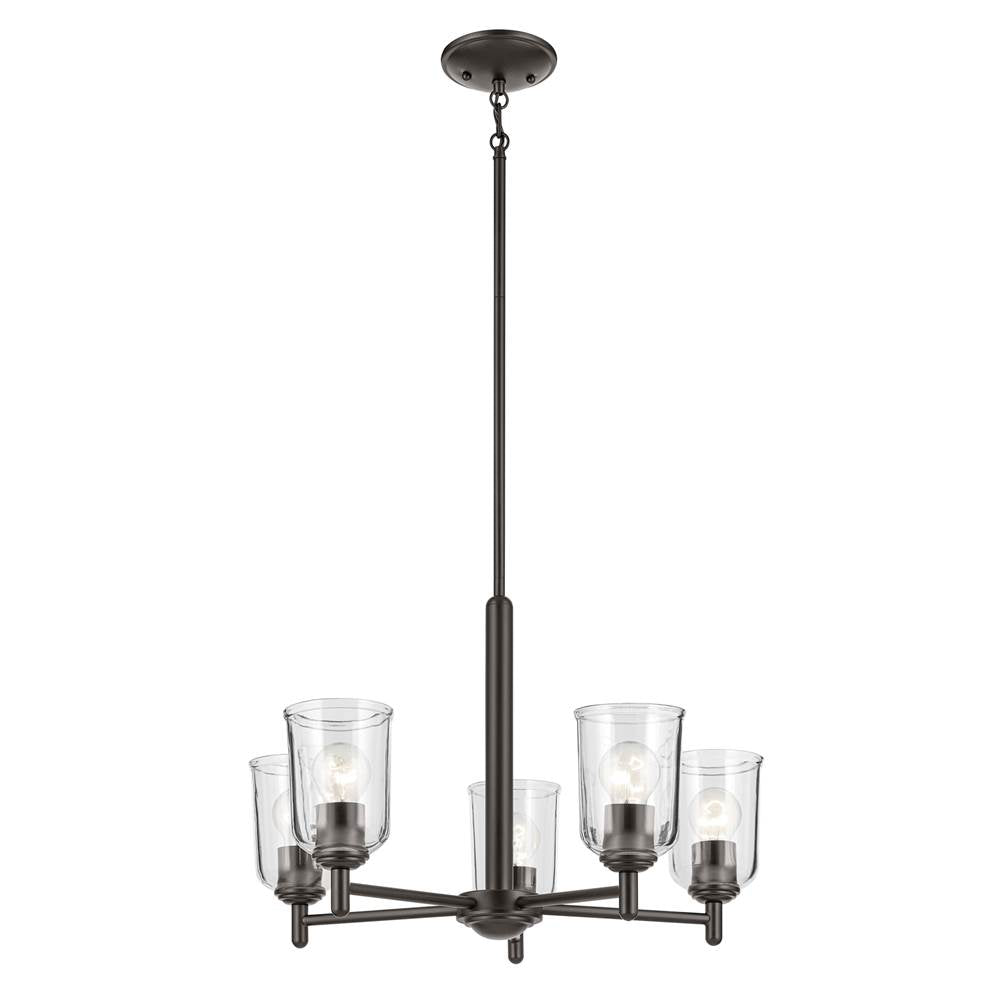 KICHLER 43671OZCLR Shailene 15.25" 5-Light Chandelier with Clear Glass in Olde Bronze