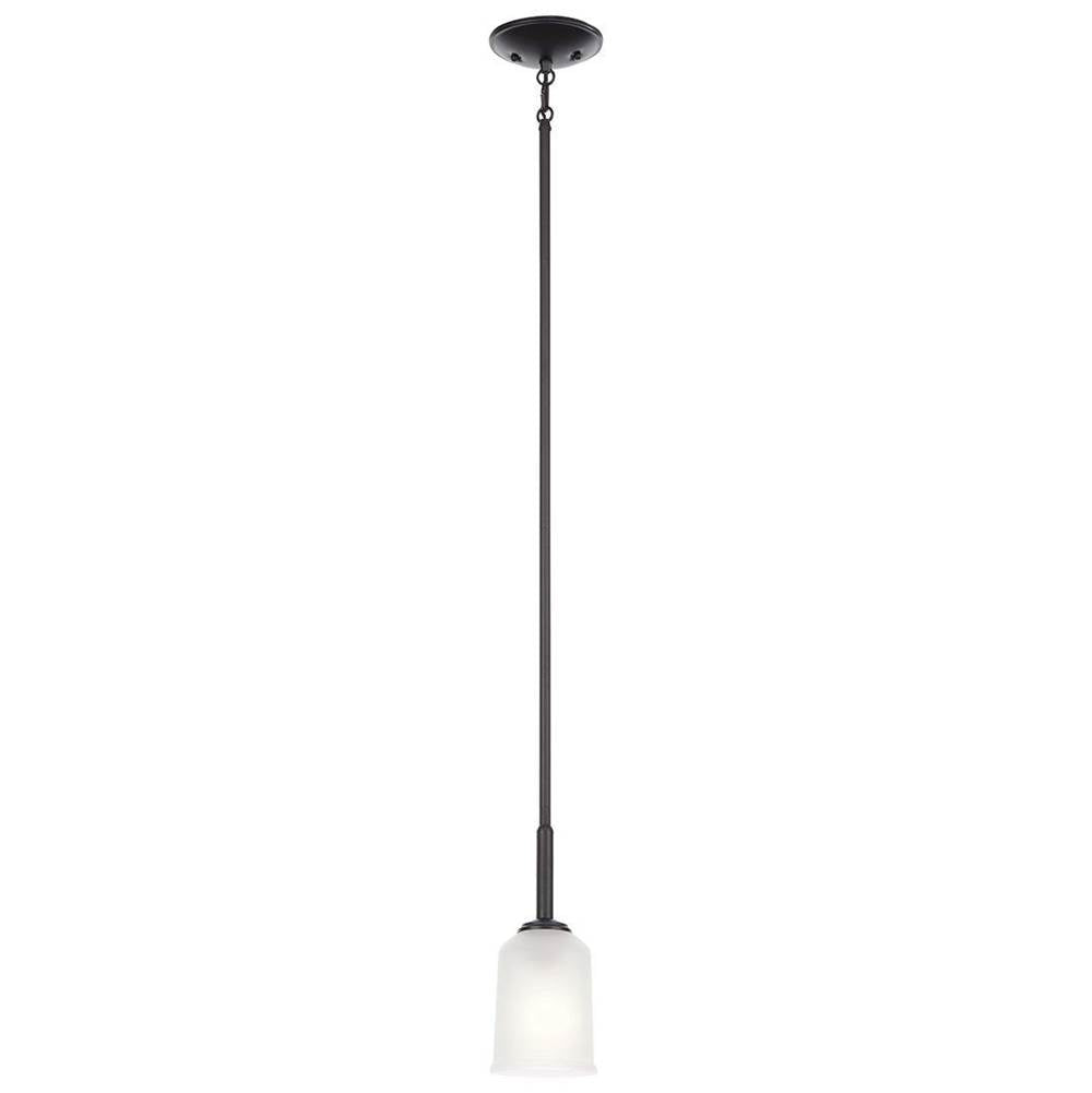 KICHLER 43674BK Shailene 11" 1 Light Mini Pendant with Satin Etched Glass in Brushed Nickel