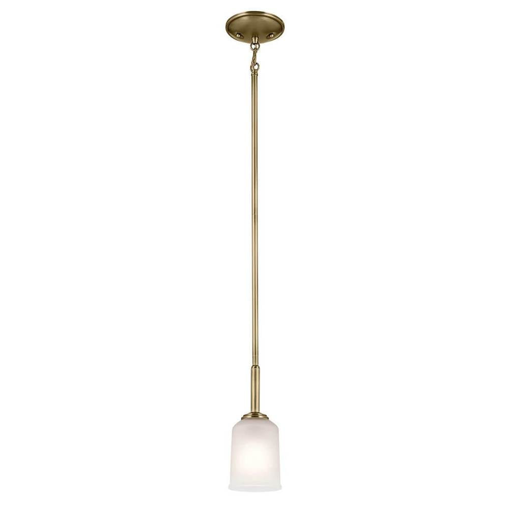 KICHLER 43674NBR Shailene 11" 1-Light Mini Pendant with Clear Satin Etched Glass in Natural Brass