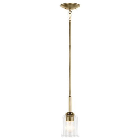 KICHLER 43674NBRCLR Shailene 11.25" 1-Light Mini Bell Pendant with Clear Glass in Natural Brass