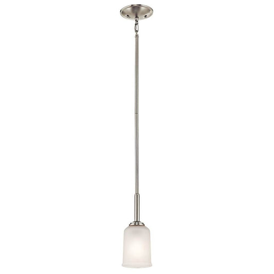 KICHLER 43674NI Shailene 11" 1 Light Mini Pendant with Satin Etched Glass in Brushed Nickel
