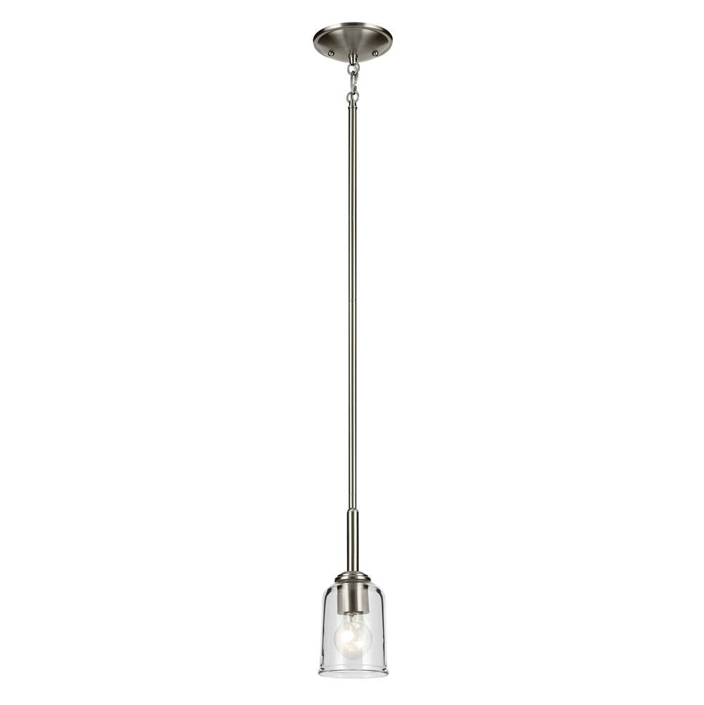 KICHLER 43674NICLR Shailene 11.25" 1-Light Mini Bell Pendant with Clear Glass in Brushed Nickel