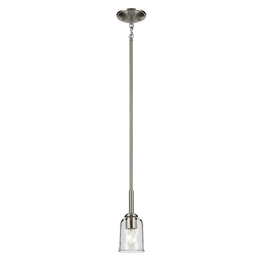 KICHLER 43674NICLR Shailene 11.25" 1-Light Mini Bell Pendant with Clear Glass in Brushed Nickel