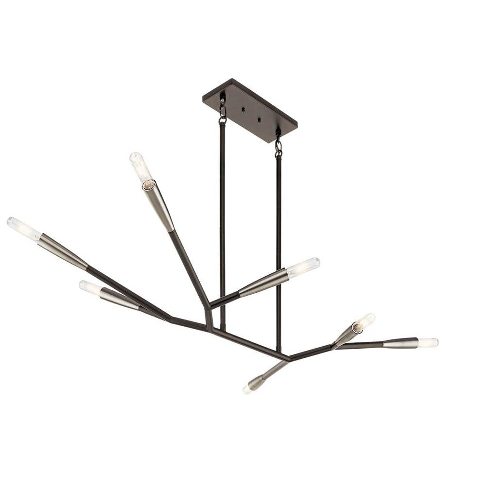 KICHLER 43795BK Branches 19.75" 7 Light Chandelier in Black with Antique Pewter Accents