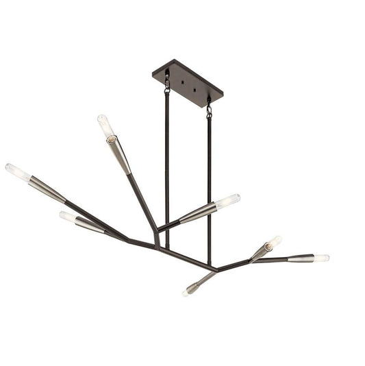 KICHLER 43795BK Branches 19.75" 7 Light Chandelier in Black with Antique Pewter Accents