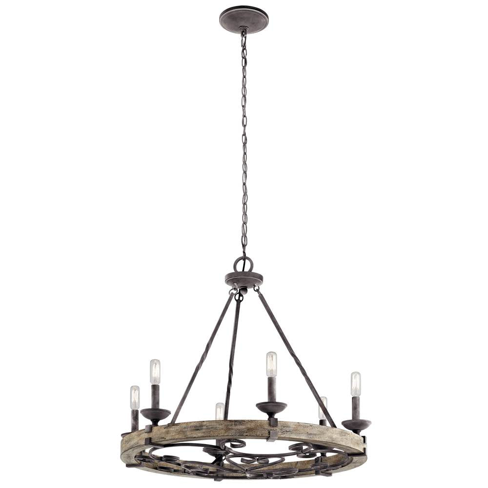 KICHLER 43823WZC Taulbee 6 Light Chandelier Weathered Zinc