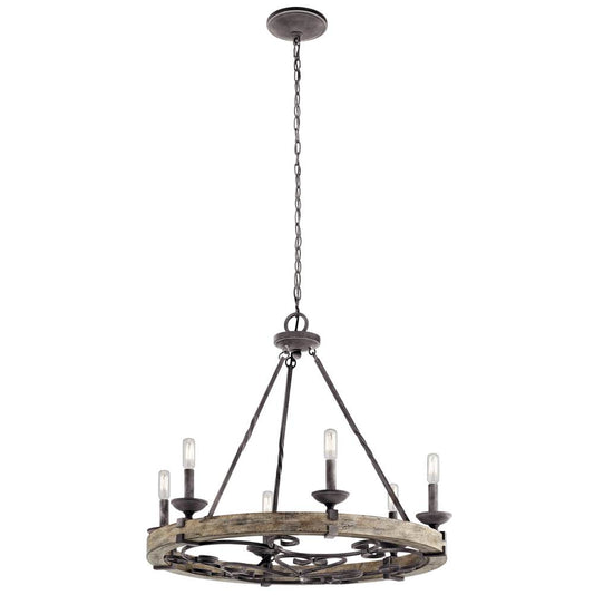 KICHLER 43823WZC Taulbee 6 Light Chandelier Weathered Zinc