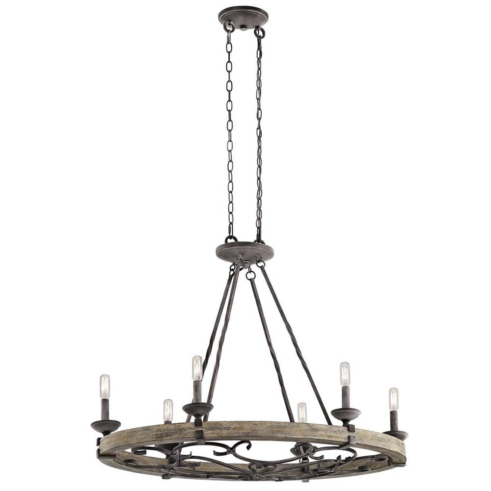 KICHLER 43824WZC Taulbee 6 Light Oval Pendant Weathered Zinc