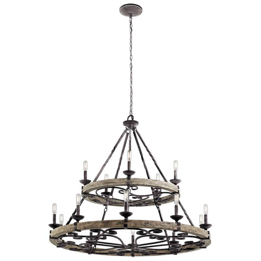 KICHLER 43826WZC Taulbee 15 Light Chandelier Weathered Zinc