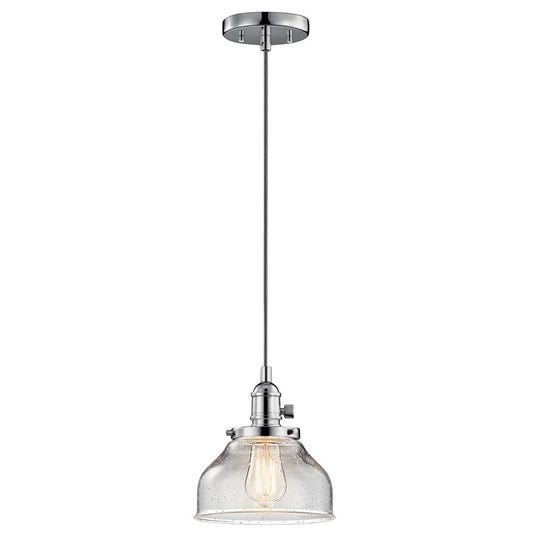 KICHLER 43850CH Avery 8.5" 1 Light Bell Mini Pendant with Clear Seeded Glass Chrome