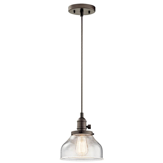 KICHLER 43850OZ Avery 8.5" 1 Light Bell Mini Pendant with Clear Seeded Glass Olde Bronze