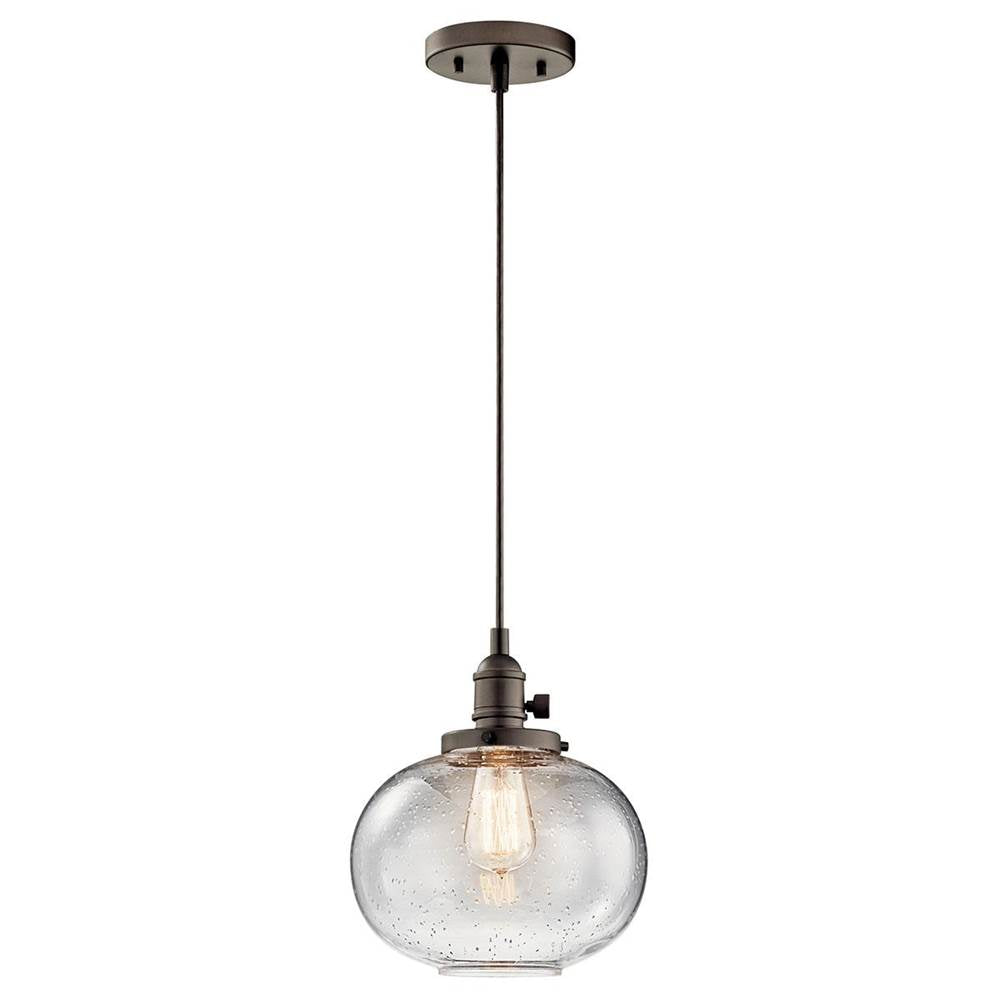 KICHLER 43852OZ Avery 9.75" 1 Light Mini Pendant with Clear Seeded Glass in Olde Bronze