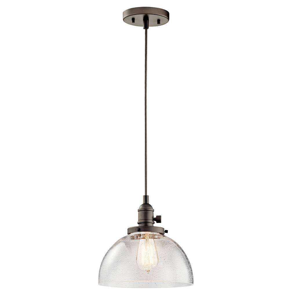 KICHLER 43853OZ Avery 9.25" 1 Light Goblet Mini Pendant with Clear Seeded Glass Olde Bronze