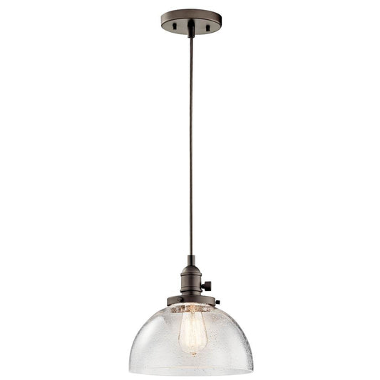 KICHLER 43853OZ Avery 9.25" 1 Light Goblet Mini Pendant with Clear Seeded Glass Olde Bronze