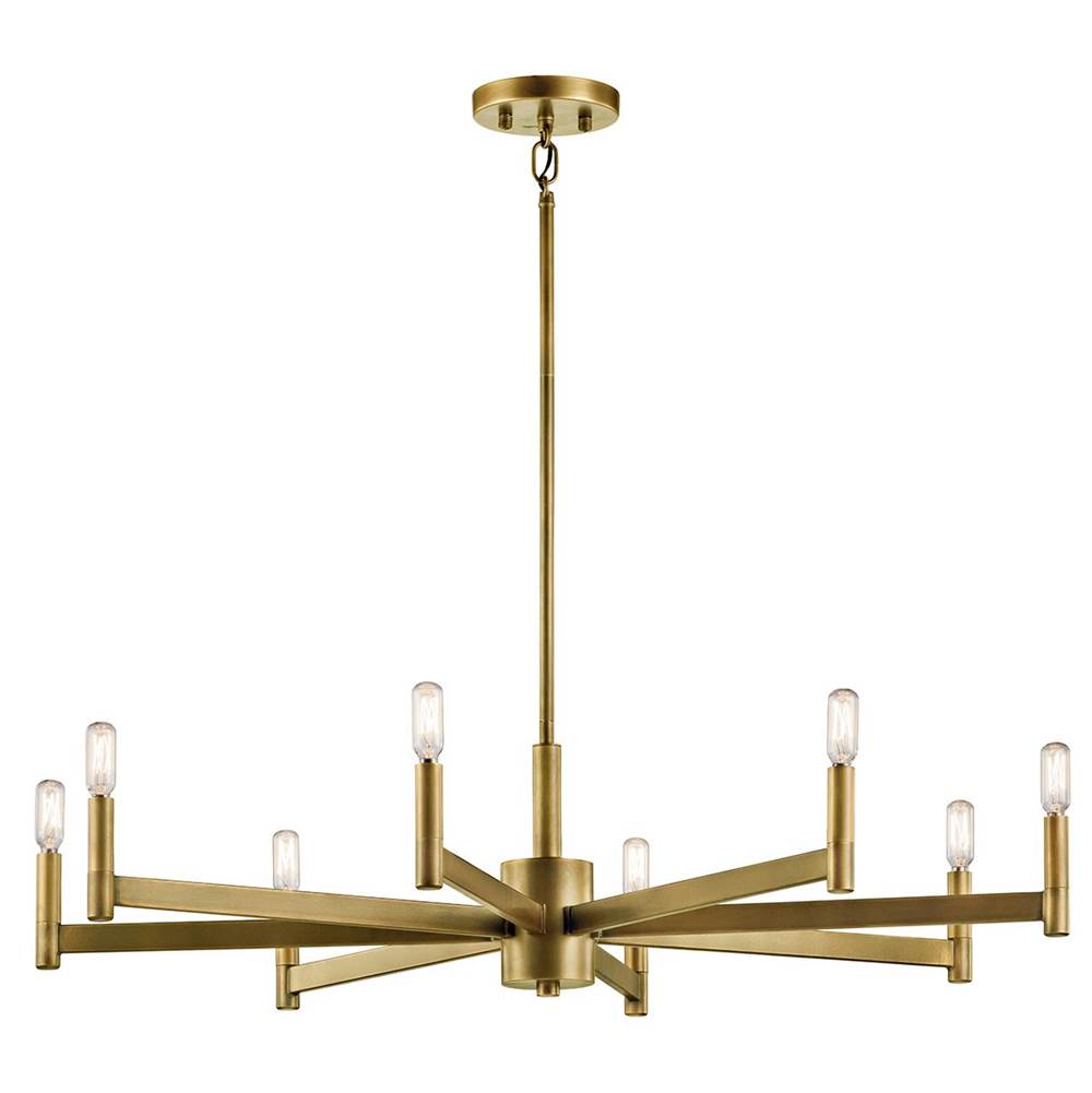 KICHLER 43857NBR Erzo 9.25" 8 Light Chandelier in Natural Brass