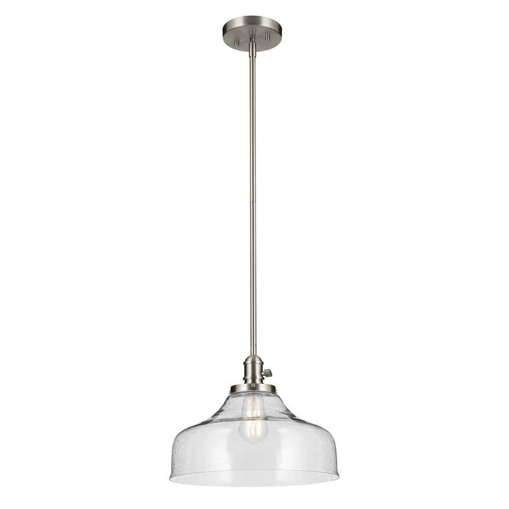 KICHLER 43906NI Avery 11.25" 1-Light Bell Pendant with Clear Seeded Glass in Nickel