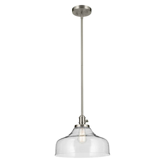 KICHLER 43906NI Avery 11.25" 1-Light Bell Pendant with Clear Seeded Glass in Nickel