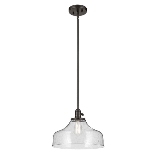 KICHLER 43906OZ Avery 11.25" 1-Light Bell Pendant with Clear Seeded Glass in Olde Bronze