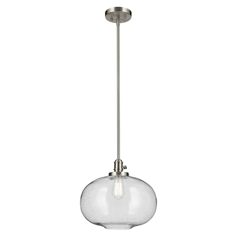 KICHLER 43911NI Avery 14" 1-Light Globe Pendant with Clear Seeded Glass in Nickel