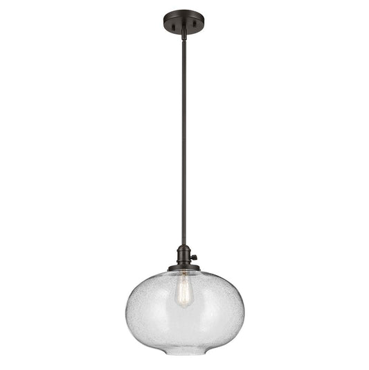 KICHLER 43911OZ Avery 14" 1-Light Globe Pendant with Clear Seeded Glass in Olde Bronze