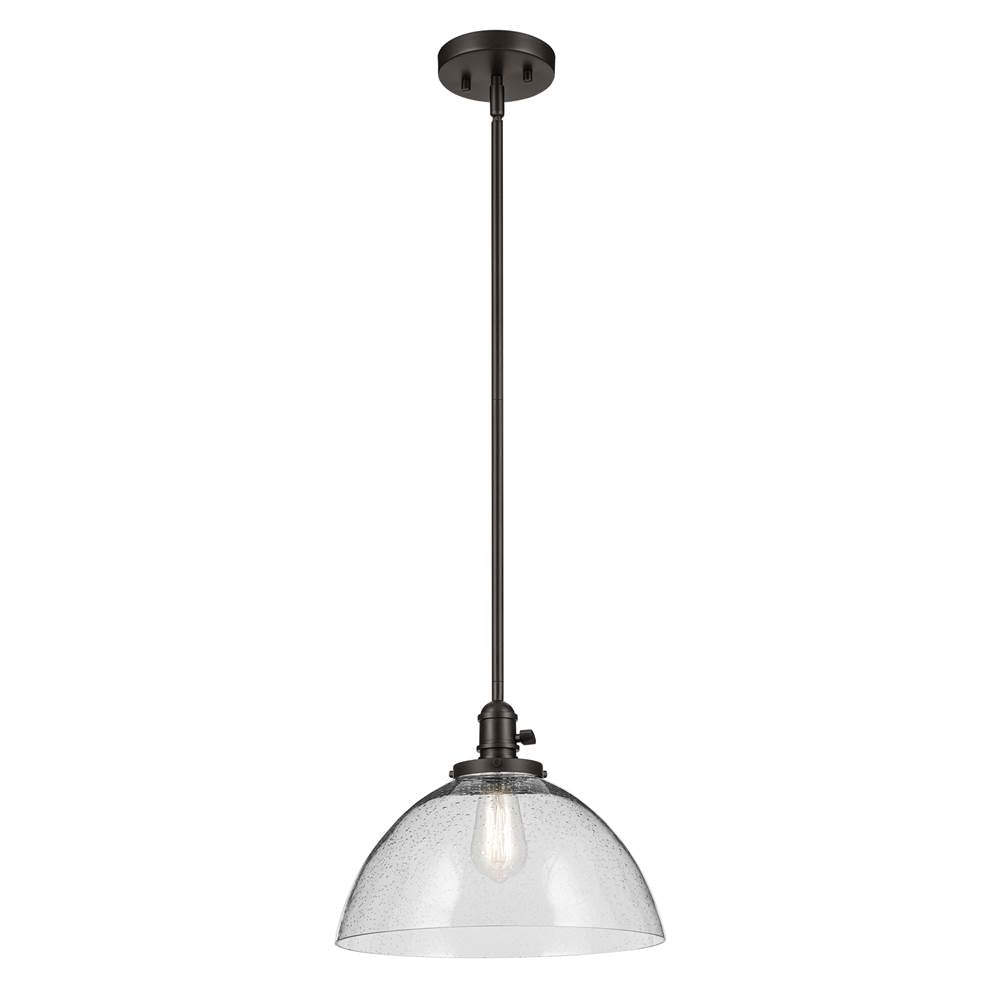 KICHLER 43912OZ Avery 11" 1-Light Dome Pendant with Clear Seeded Glass in Olde Bronze