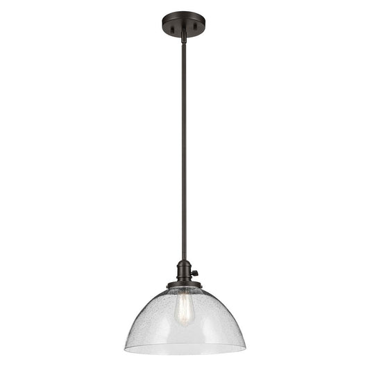 KICHLER 43912OZ Avery 11" 1-Light Dome Pendant with Clear Seeded Glass in Olde Bronze