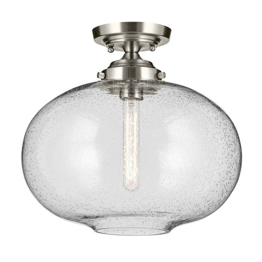 KICHLER 43913NI Avery 14.5" 1-Light Flush Mount with Clear Seeded Glass in Nickel