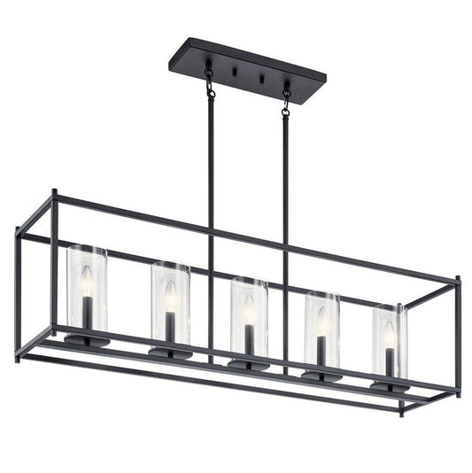 KICHLER 43995BK Crosby 5 Light Linear Chandelier Black