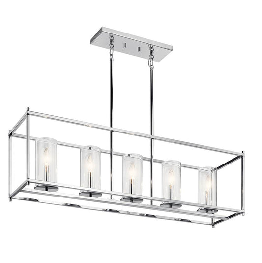 KICHLER 43995CH Crosby 13.75" 5 Light Linear Chandelier with Clear Glass Chrome