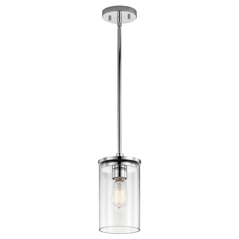 KICHLER 43996CH Crosby 10.75" 1 Light Mini Pendant with Clear Glass Chrome