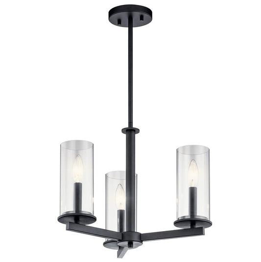 KICHLER 43997BK Crosby 3 Light Convertible Chandelier Black