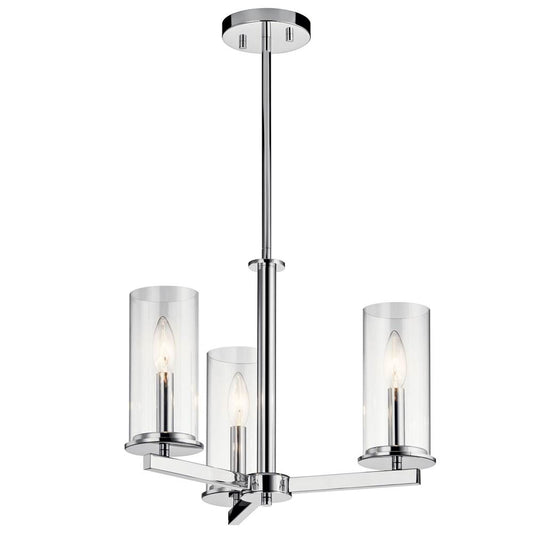 KICHLER 43997CH Crosby 13.75" 3 Light Convertible Chandelier with Clear Glass Chrome
