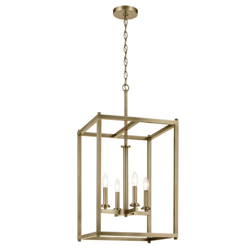 KICHLER 43998NBR Crosby 31" 4-Light Foyer Pendant with Clear Glass in Natural Brass