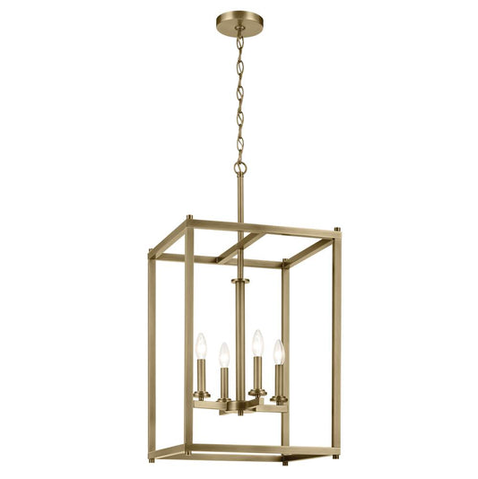 KICHLER 43998NBR Crosby 31" 4-Light Foyer Pendant with Clear Glass in Natural Brass