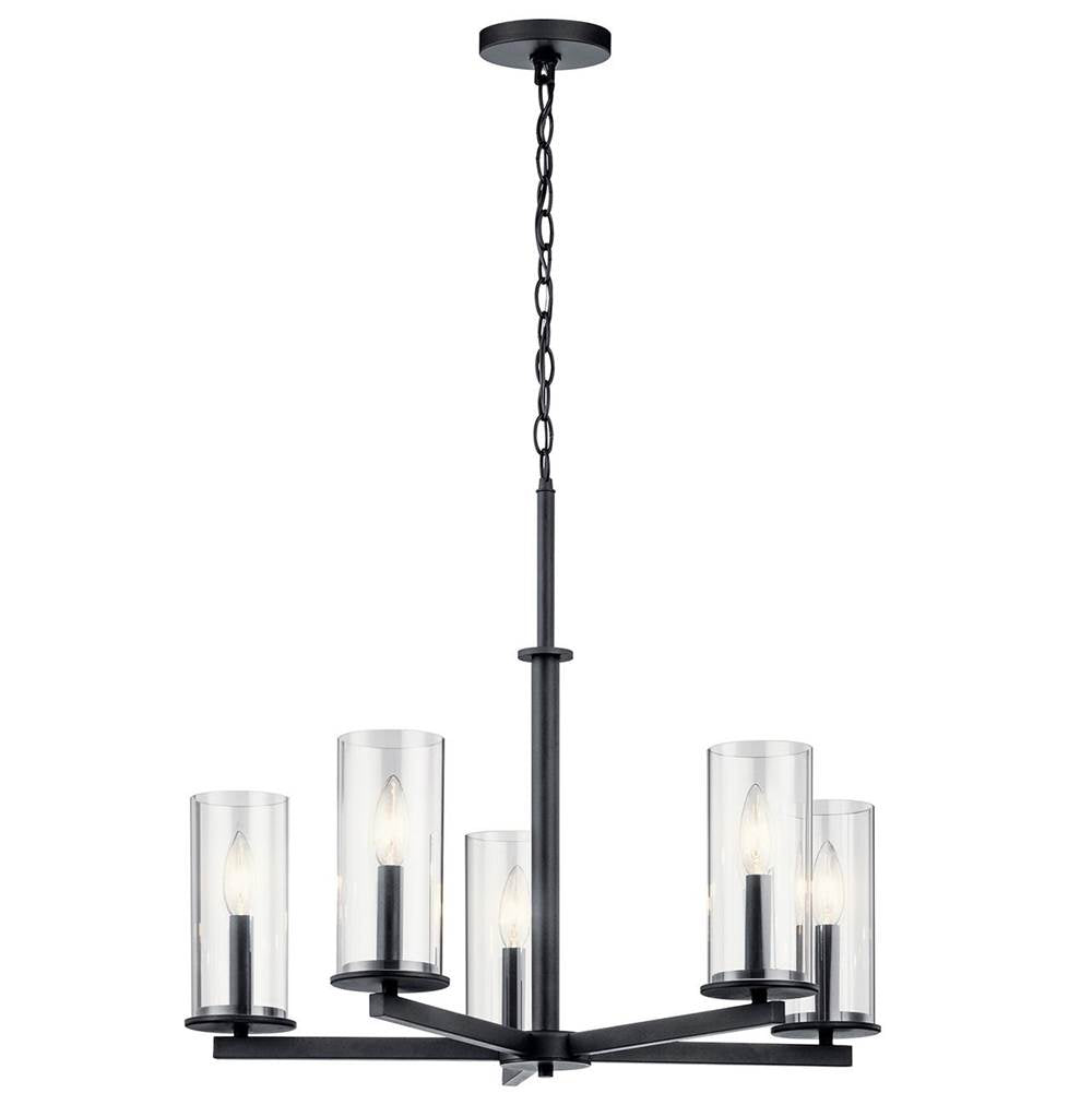 KICHLER 43999BK Crosby 5 Light Chandelier Black