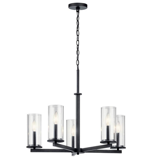 KICHLER 43999BK Crosby 5 Light Chandelier Black