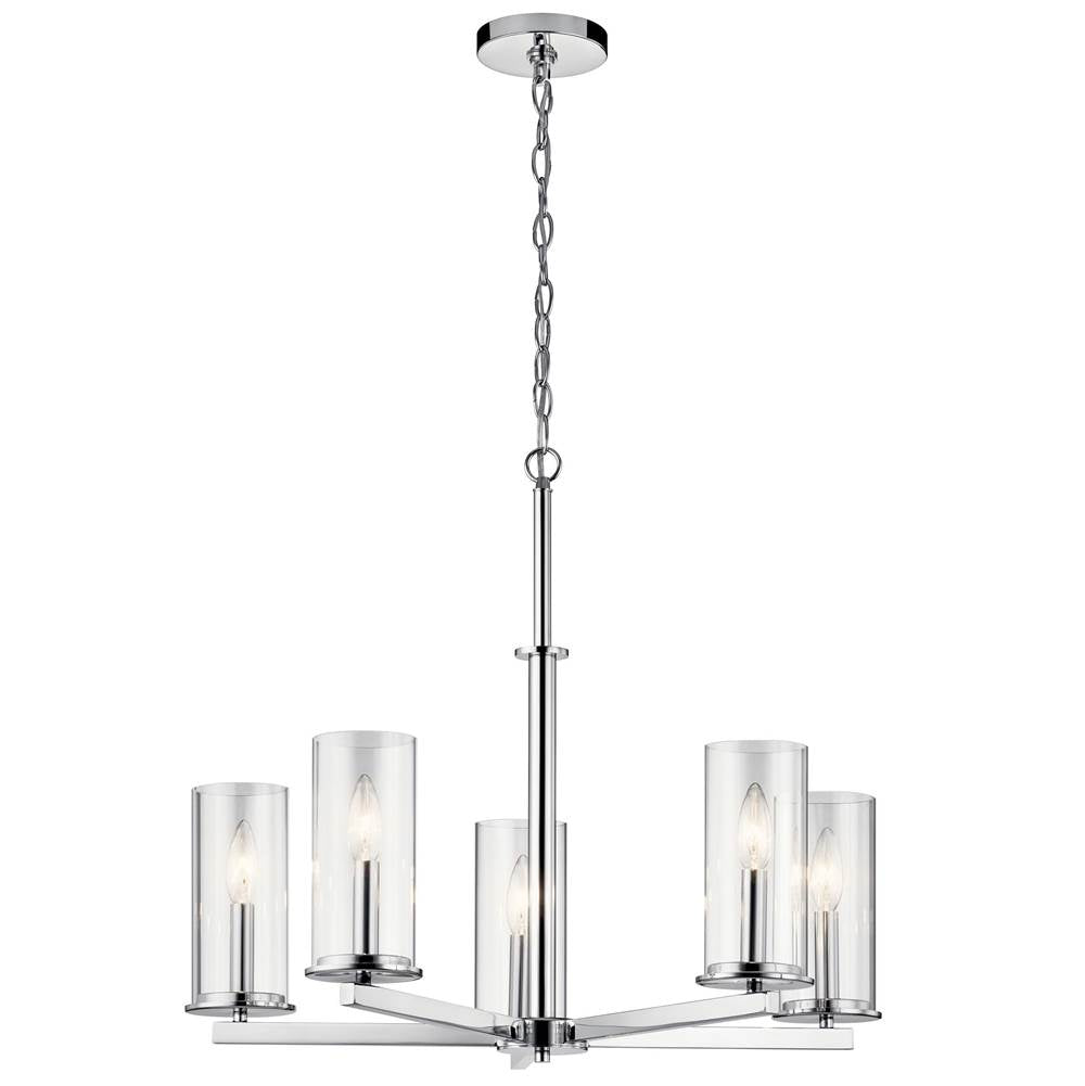 KICHLER 43999CH Crosby 22.25" 5 Light Chandelier Clear Glass Chrome