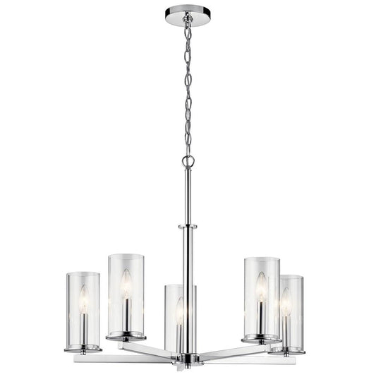 KICHLER 43999CH Crosby 22.25" 5 Light Chandelier Clear Glass Chrome