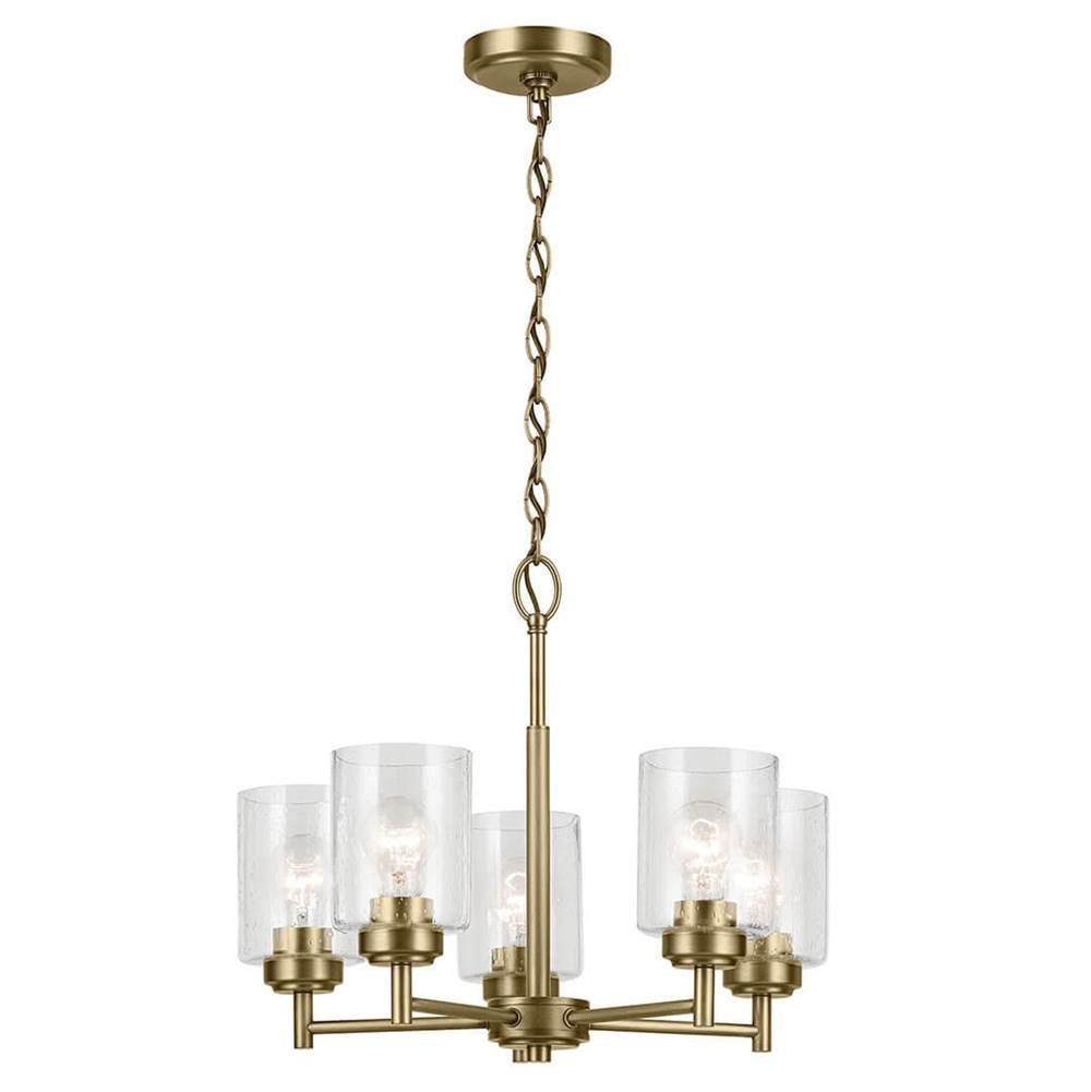 KICHLER 44030NBR Winslow 16.25" 5-Light Chandelier with Clear Seeded Glass in Natural Brass