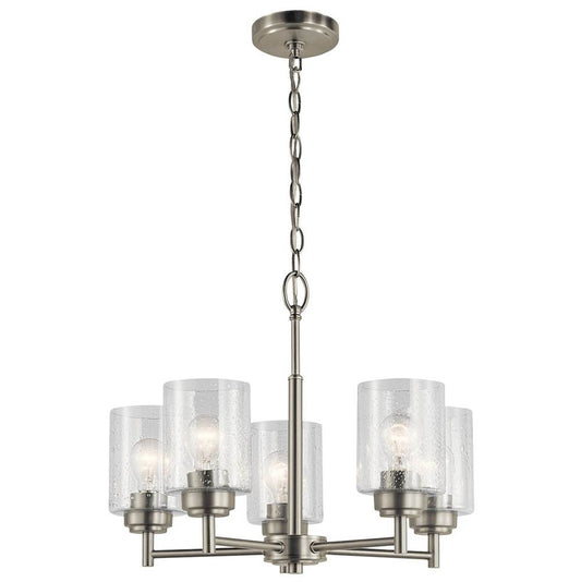 KICHLER 44030NI Winslow 19.75" 5 Light Chandelier with Clear Seeded Glass in Brushed Nickel