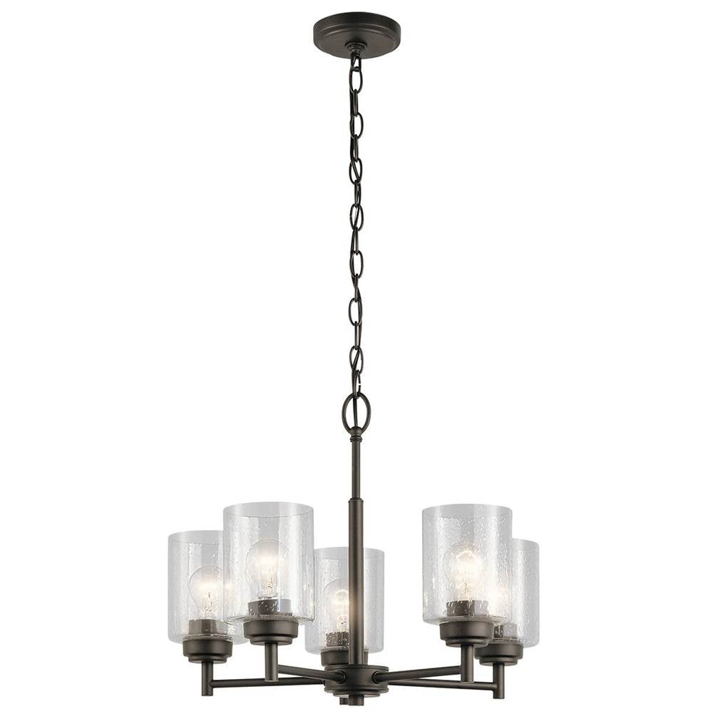 KICHLER 44030OZ Winslow 19.75" 5 Light Chandelier with Clear Seeded Glass in Olde Bronze