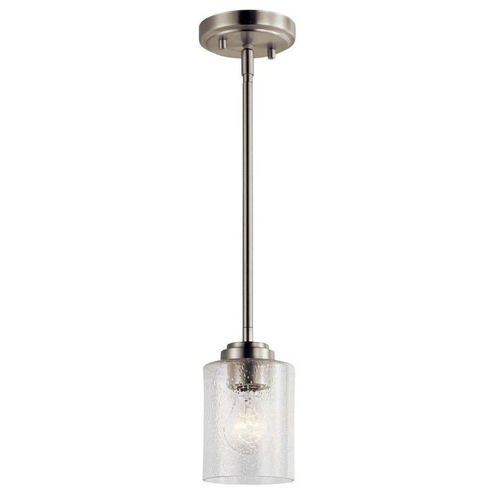 KICHLER 44032NI Winslow 7" 1 Light Mini Pendant with Clear Seeded Glass in Brushed Nickel