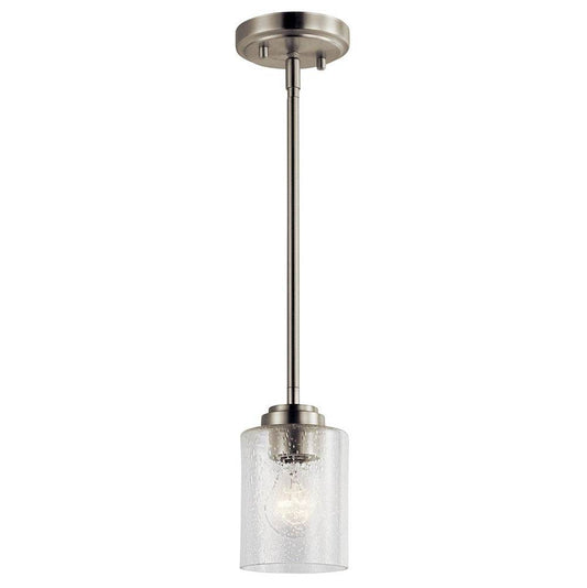 KICHLER 44032NI Winslow 7" 1 Light Mini Pendant with Clear Seeded Glass in Brushed Nickel