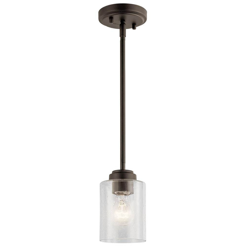 KICHLER 44032OZ Winslow 7" 1 Light Mini Pendant with Clear Seeded Glass in Olde Bronze