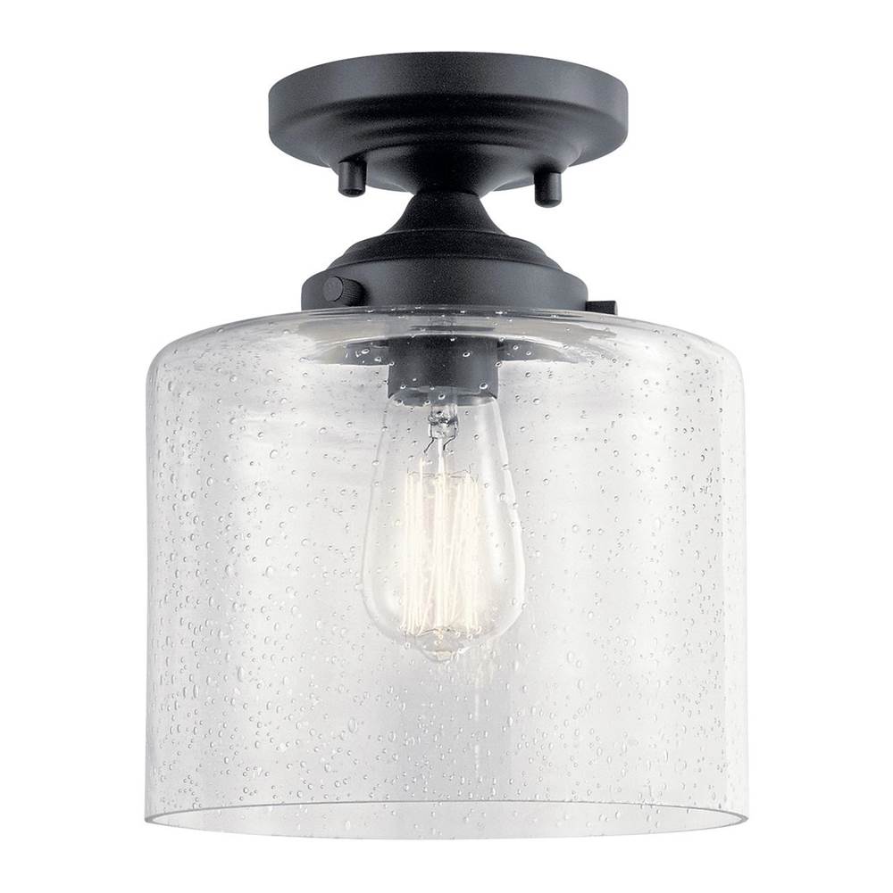 KICHLER 44033BK Winslow 1 Light Semi Flush Black
