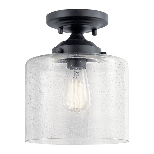 KICHLER 44033BK Winslow 1 Light Semi Flush Black