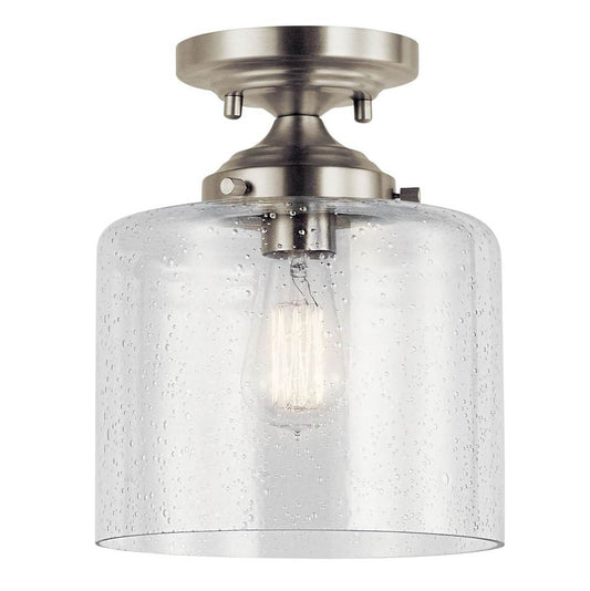 KICHLER 44033NI Winslow 8.5" 1 Light Semi Flush with Clear Seeded Glass in Brushed Nickel