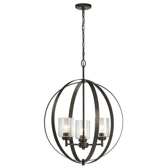 KICHLER 44034OZ Winslow 3 Light Orb Chandelier Olde Bronze
